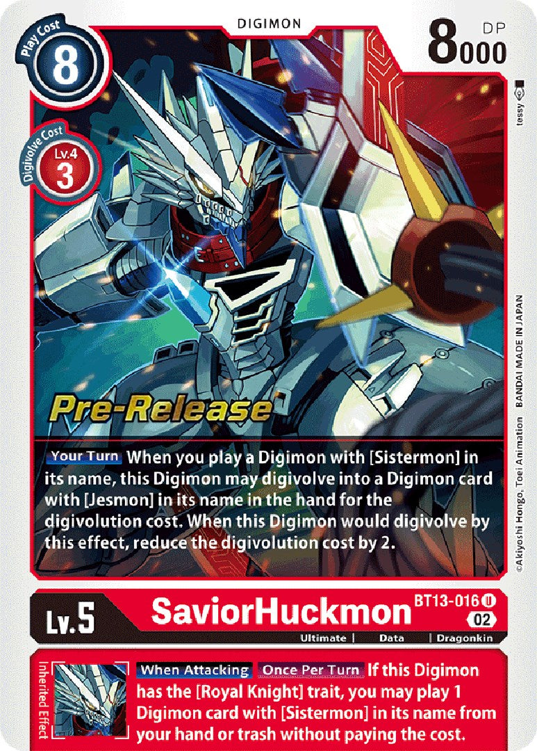 SaviorHuckmon [BT13-016] [Versus Royal Knight Booster Pre-Release Cards] | Play N Trade Winnipeg