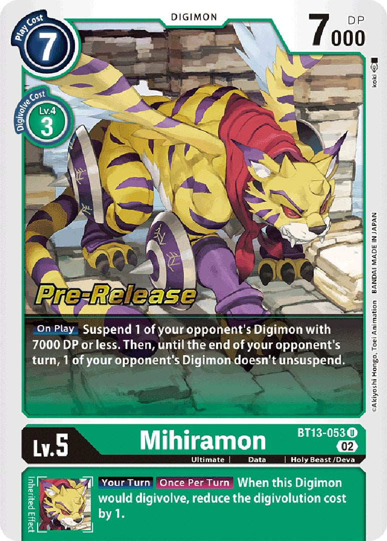 Mihiramon [BT13-053] [Versus Royal Knight Booster Pre-Release Cards] | Play N Trade Winnipeg