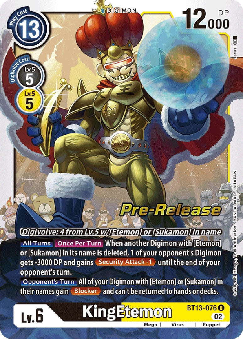 KingEtemon [BT13-076] [Versus Royal Knight Booster Pre-Release Cards] | Play N Trade Winnipeg