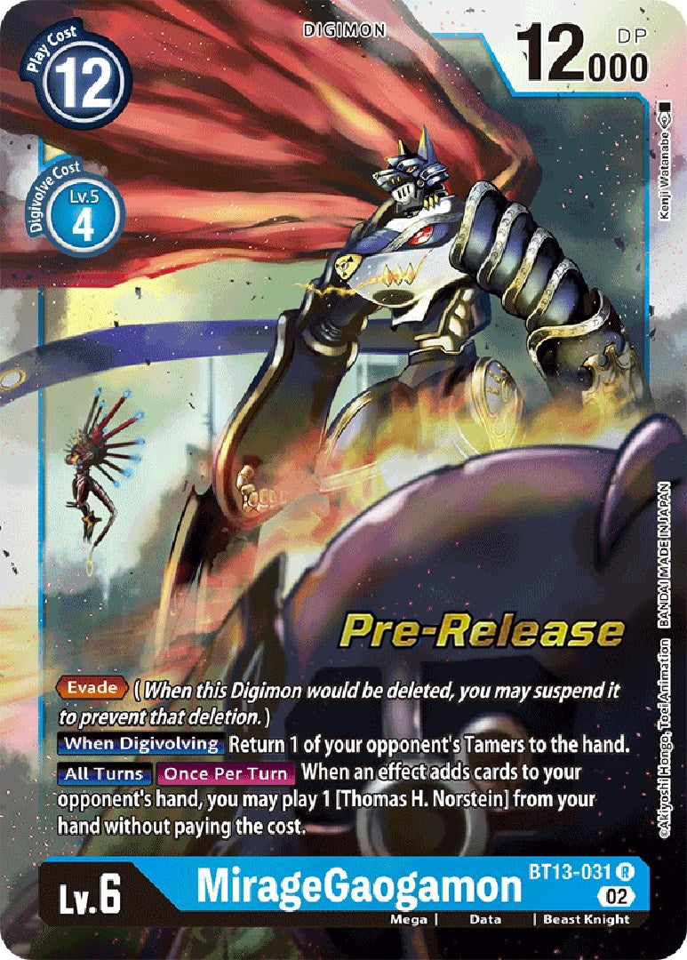 MirageGaogamon [BT13-031] [Versus Royal Knight Booster Pre-Release Cards] | Play N Trade Winnipeg