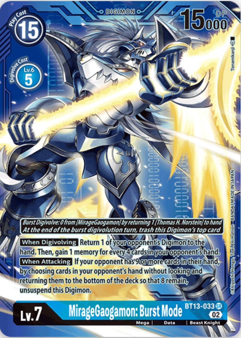 MirageGaogamon: Burst Mode [BT13-033] (Alternate Art with Blue Background) [Versus Royal Knights Booster] | Play N Trade Winnipeg