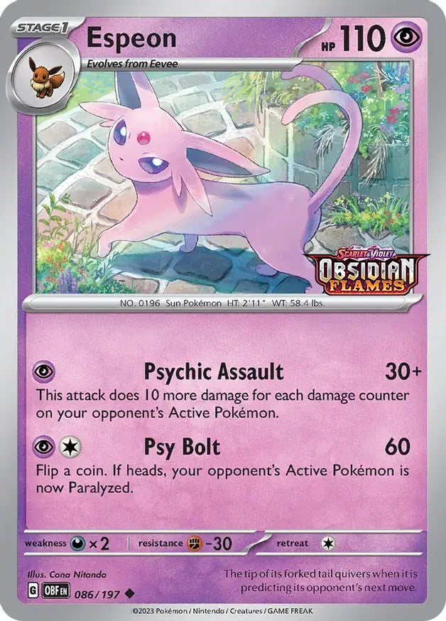 Espeon (086/197) (Best Buy Exclusive) [Scarlet & Violet: Obsidian Flames] | Play N Trade Winnipeg