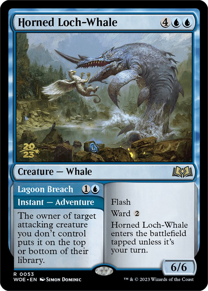 Horned Loch-Whale // Lagoon Breach [Wilds of Eldraine Prerelease Promos] | Play N Trade Winnipeg