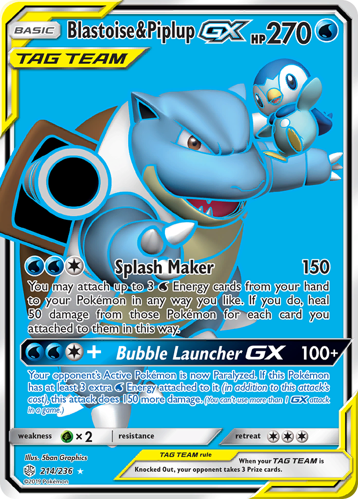 Blastoise & Piplup GX (214/236) [Sun & Moon: Cosmic Eclipse] | Play N Trade Winnipeg