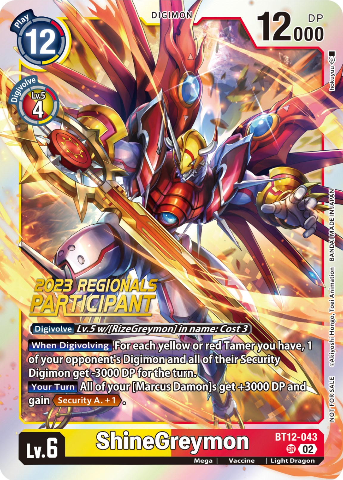 ShineGreymon [BT12-043] (2023 Regionals Participant) [Across Time] | Play N Trade Winnipeg