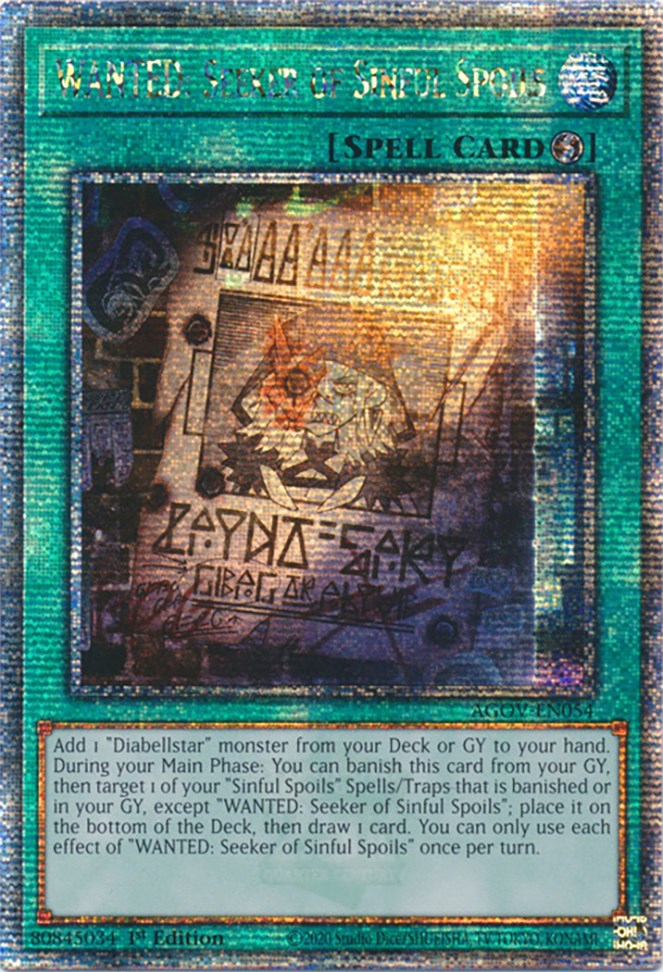 WANTED: Seeker of Sinful Spoils (Quarter Century Secret Rare) [AGOV-EN054] Quarter Century Secret Rare | Play N Trade Winnipeg