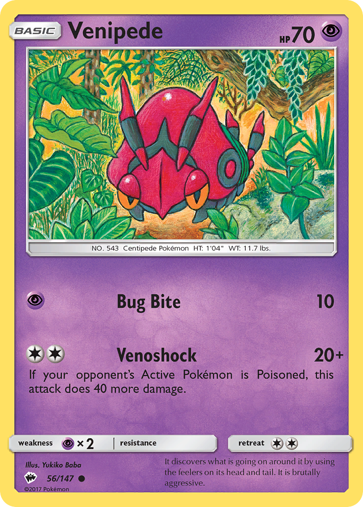 Venipede (56/147) [Sun & Moon: Burning Shadows] | Play N Trade Winnipeg