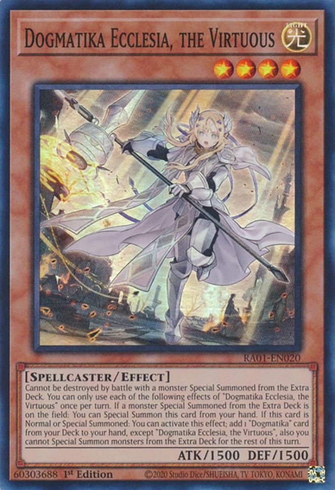 Dogmatika Ecclesia, the Virtuous [RA01-EN020] Super Rare | Play N Trade Winnipeg