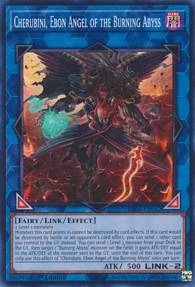 Cherubini, Ebon Angel of the Burning Abyss [RA01-EN042] Super Rare | Play N Trade Winnipeg