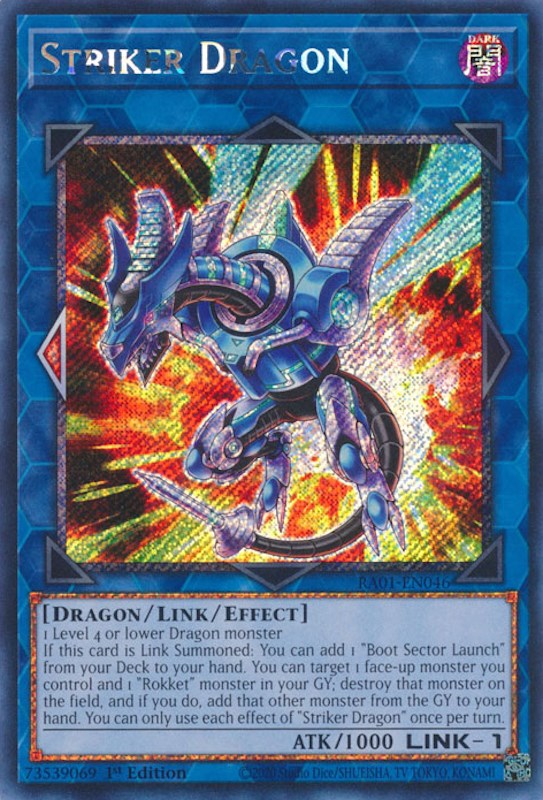 Striker Dragon [RA01-EN046] Platinum Secret Rare | Play N Trade Winnipeg