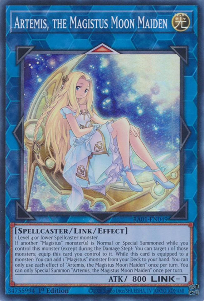 Artemis, the Magistus Moon Maiden [RA01-EN049] Super Rare | Play N Trade Winnipeg