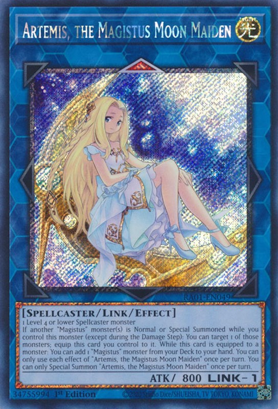 Artemis, the Magistus Moon Maiden [RA01-EN049] Platinum Secret Rare | Play N Trade Winnipeg