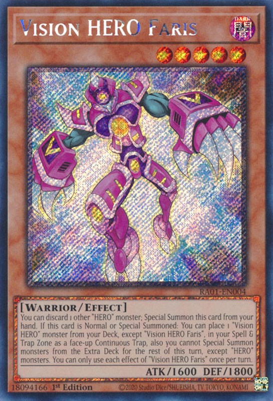 Vision HERO Faris [RA01-EN004] Platinum Secret Rare | Play N Trade Winnipeg