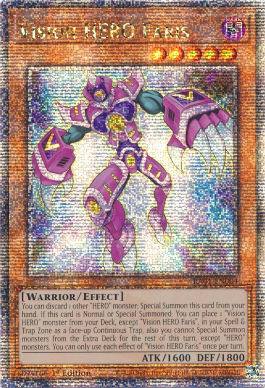 Vision HERO Faris [RA01-EN004] Quarter Century Secret Rare | Play N Trade Winnipeg