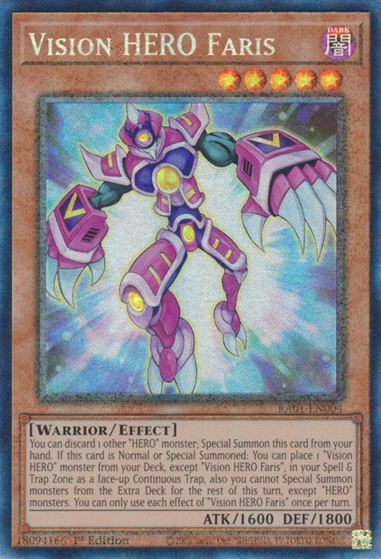 Vision HERO Faris [RA01-EN004] Prismatic Collector's Rare | Play N Trade Winnipeg