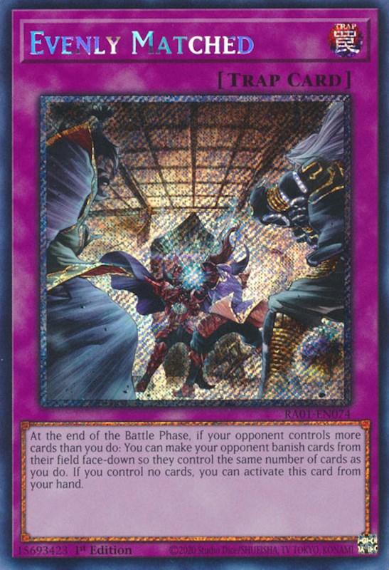 Evenly Matched [RA01-EN074] Platinum Secret Rare | Play N Trade Winnipeg