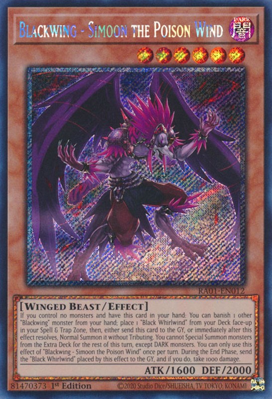 Blackwing - Simoon the Poison Wind [RA01-EN012] Platinum Secret Rare | Play N Trade Winnipeg