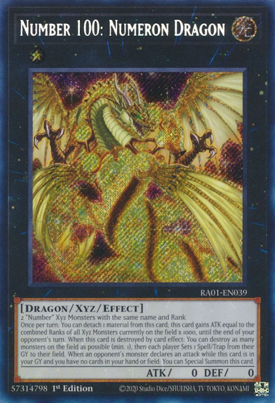Number 100: Numeron Dragon [RA01-EN039] Secret Rare | Play N Trade Winnipeg