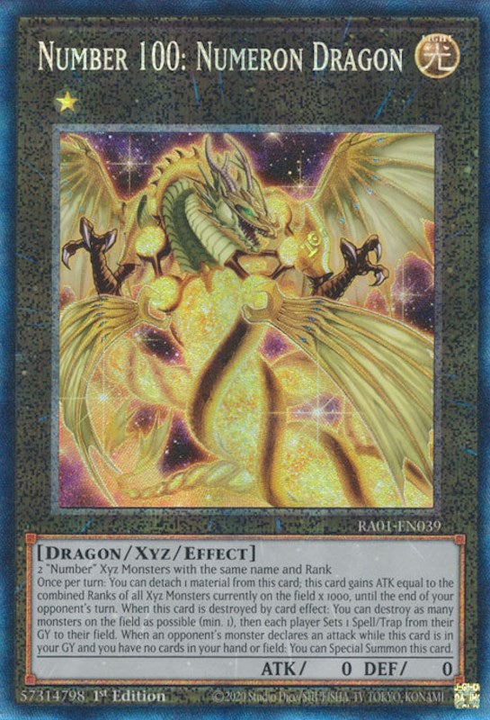 Number 100: Numeron Dragon [RA01-EN039] Prismatic Collector's Rare | Play N Trade Winnipeg