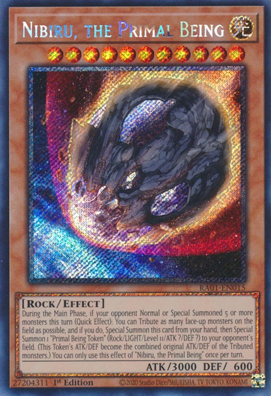 Nibiru, the Primal Being [RA01-EN015] Platinum Secret Rare | Play N Trade Winnipeg