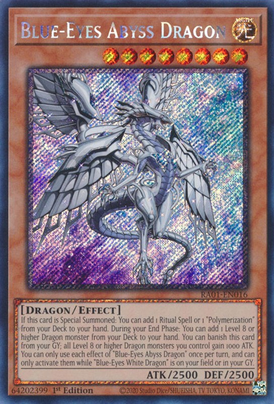 Blue-Eyes Abyss Dragon [RA01-EN016] Platinum Secret Rare | Play N Trade Winnipeg