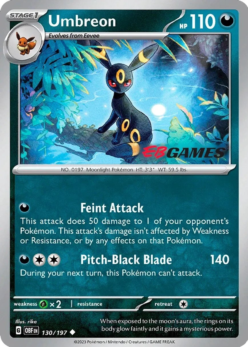 Umbreon (130/197) (EBGames Exclusive) [Scarlet & Violet: Obsidian Flames] | Play N Trade Winnipeg