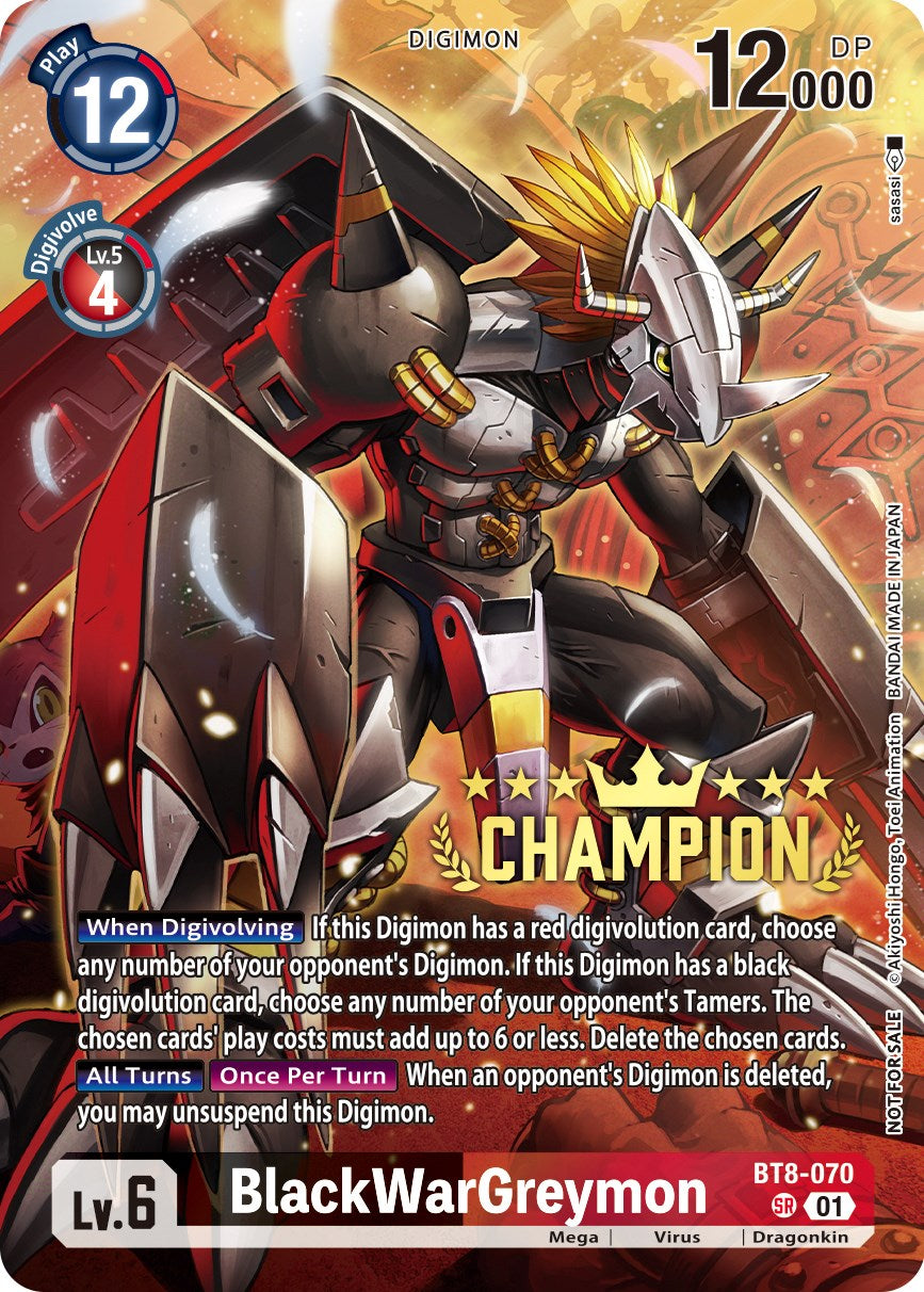 BlackWarGreymon [BT8-070] (Digimon 3-On-3 November 2023 Champion) [New Awakening] | Play N Trade Winnipeg