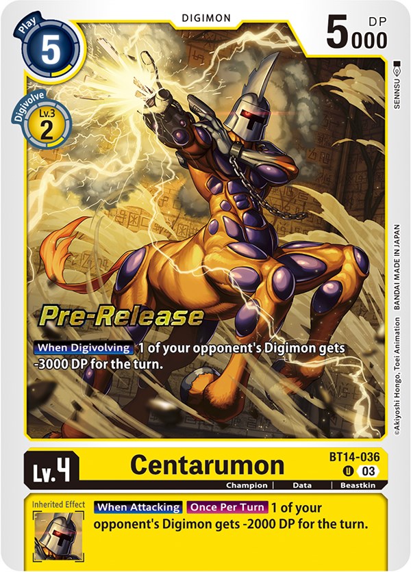 Centarumon [BT14-036] [Blast Ace Pre-Release Cards] | Play N Trade Winnipeg