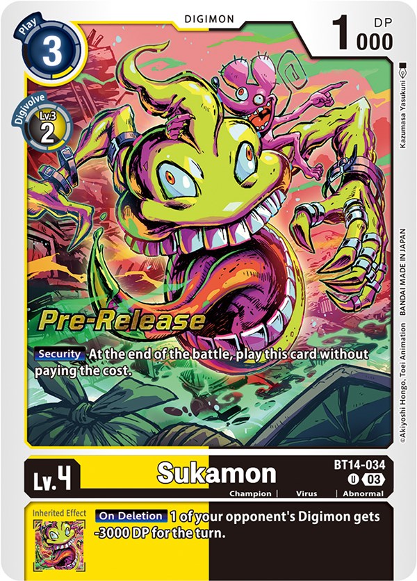 Sukamon [BT14-034] [Blast Ace Pre-Release Cards] | Play N Trade Winnipeg