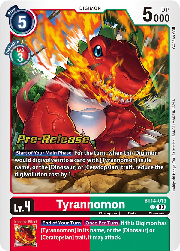 Tyrannomon [BT14-013] [Blast Ace Pre-Release Cards] | Play N Trade Winnipeg