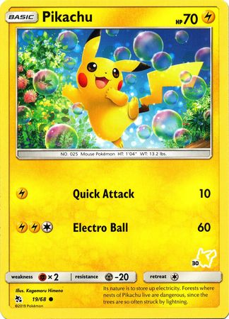 Pikachu (19/68) (Pikachu Stamp #30) [Battle Academy 2020] | Play N Trade Winnipeg