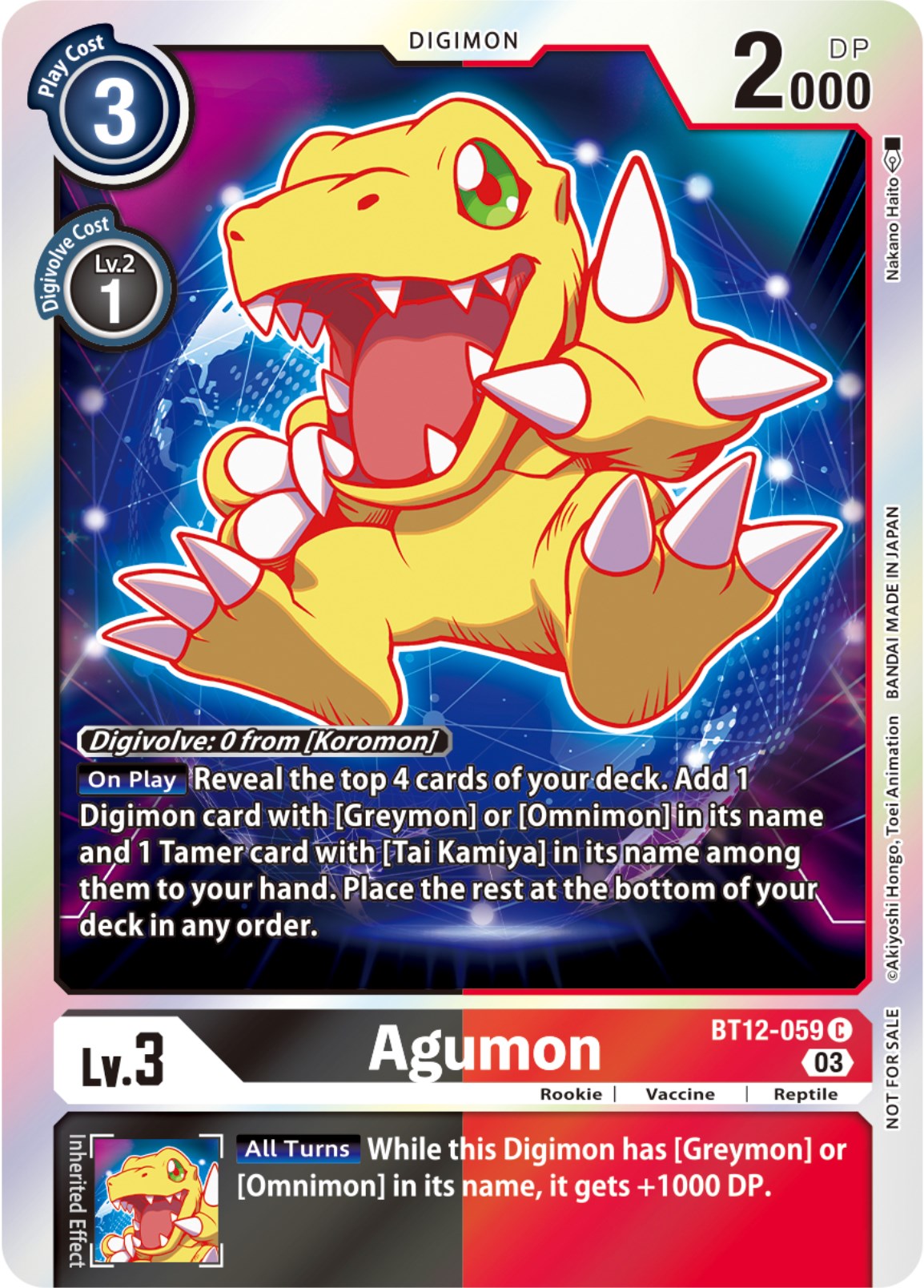 Agumon [BT12-059] (Official Tournament Pack Vol.11) [Across Time] | Play N Trade Winnipeg