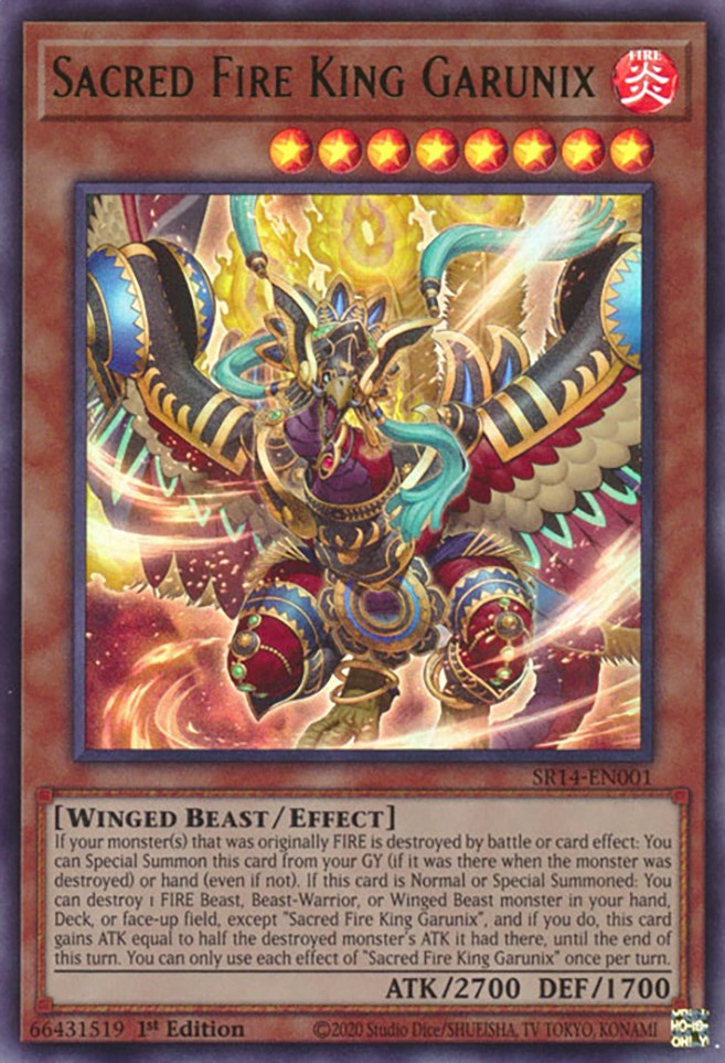 Sacred Fire King Garunix [SR14-EN001] Ultra Rare | Play N Trade Winnipeg