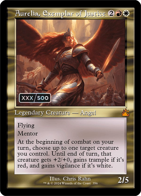 Aurelia, Exemplar of Justice (Retro) (Serialized) [Ravnica Remastered] | Play N Trade Winnipeg