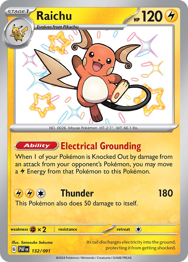 Raichu (132/091) [Scarlet & Violet: Paldean Fates] | Play N Trade Winnipeg