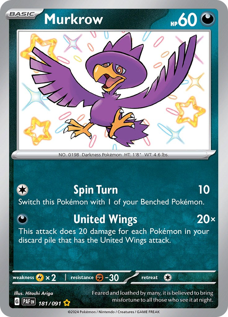 Murkrow (181/091) [Scarlet & Violet: Paldean Fates] | Play N Trade Winnipeg