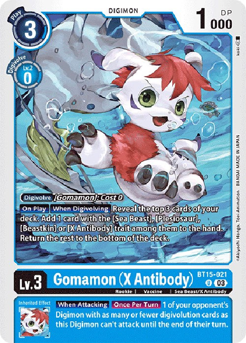 Gomamon [BT15-021] (X Antibody) [Exceed Apocalypse] | Play N Trade Winnipeg