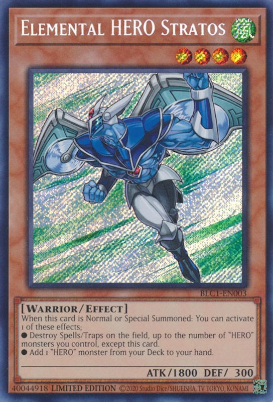 Elemental HERO Stratos [BLC1-EN003] Secret Rare | Play N Trade Winnipeg