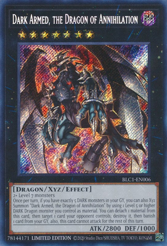 Dark Armed, the Dragon of Annihilation [BLC1-EN006] Secret Rare | Play N Trade Winnipeg