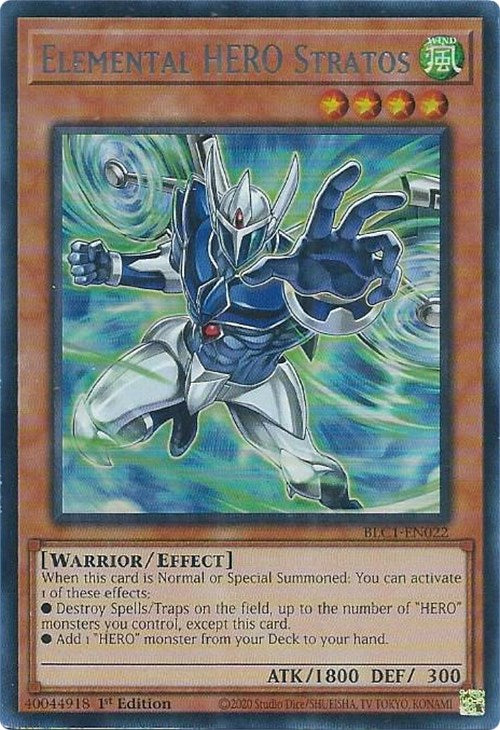 Elemental HERO Stratos (Alternate Art) (Silver) [BLC1-EN022] Ultra Rare | Play N Trade Winnipeg