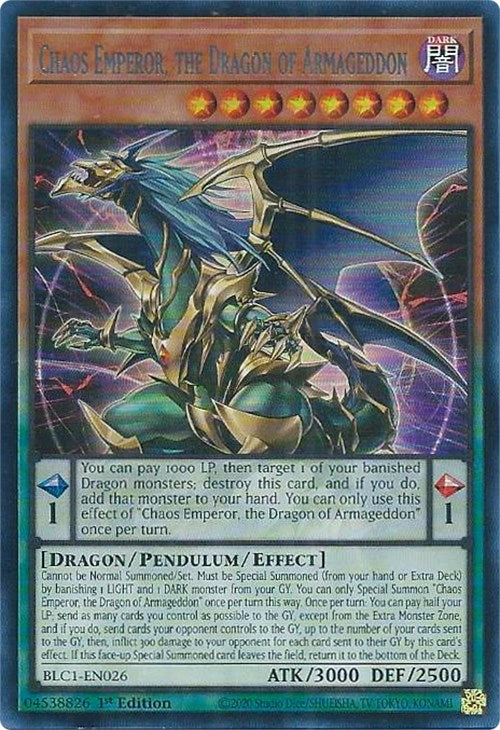 Chaos Emperor, the Dragon of Armageddon (Silver) [BLC1-EN026] Ultra Rare | Play N Trade Winnipeg