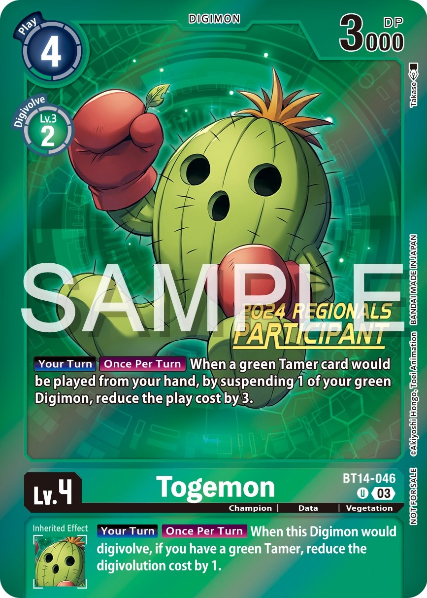 Togemon [BT14-046] (2024 Regionals Participant) [Blast Ace Promos] | Play N Trade Winnipeg