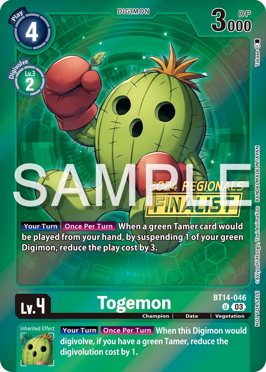 Togemon [BT14-046] (2024 Regionals Finalist) [Blast Ace Promos] | Play N Trade Winnipeg