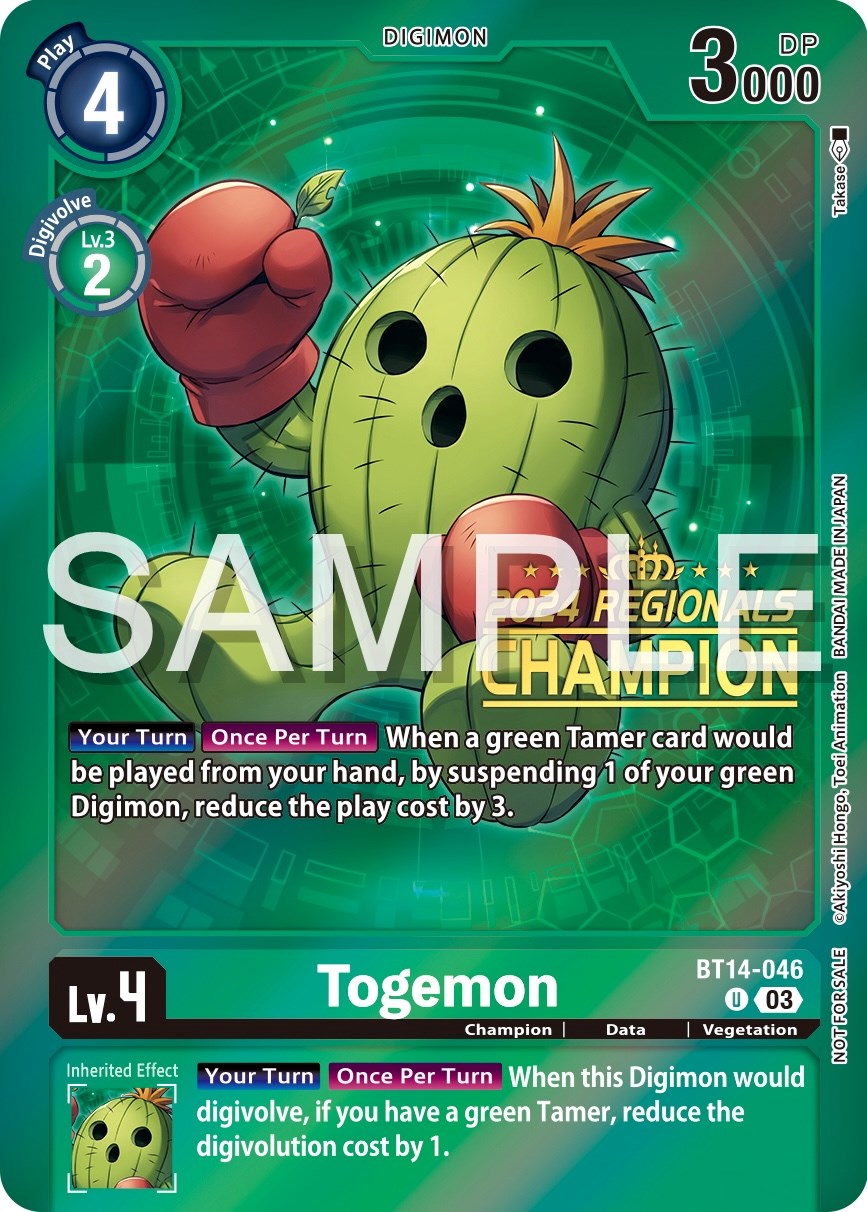 Togemon [BT14-046] (2024 Regionals Champion) [Blast Ace Promos] | Play N Trade Winnipeg