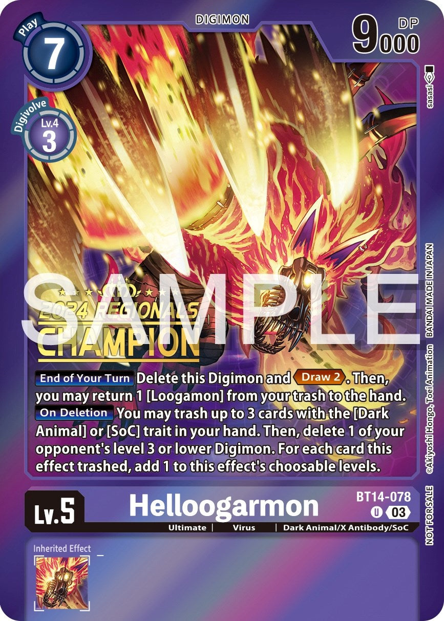 Helloogarmon [BT14-078] (2024 Regionals Champion) [Blast Ace Promos] | Play N Trade Winnipeg