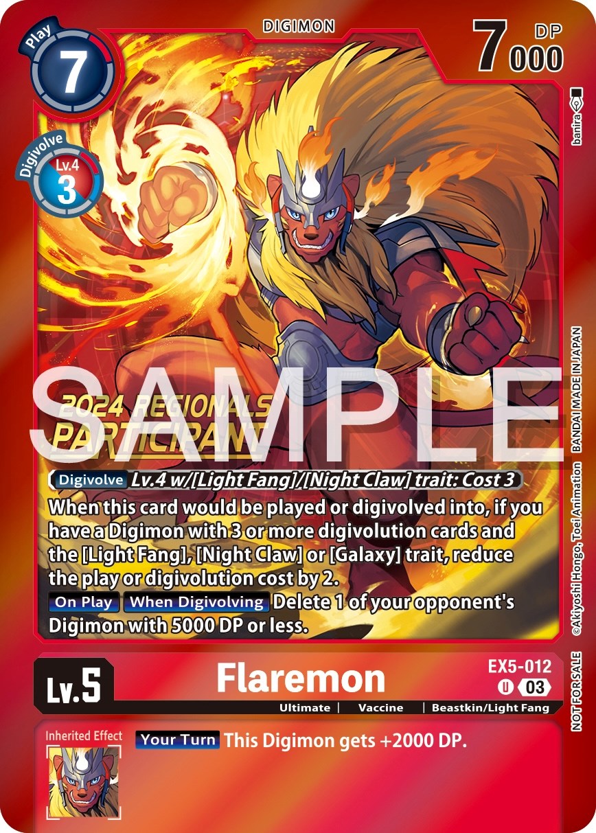 Flaremon [EX5-012] (2024 Regionals Participant) [Animal Colosseum Promos] | Play N Trade Winnipeg