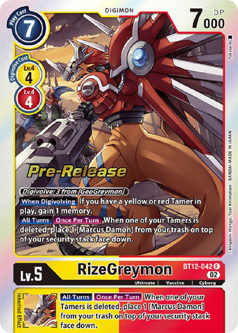 RizeGreymon [BT12-042] [Across Time Pre-Release Cards] | Play N Trade Winnipeg