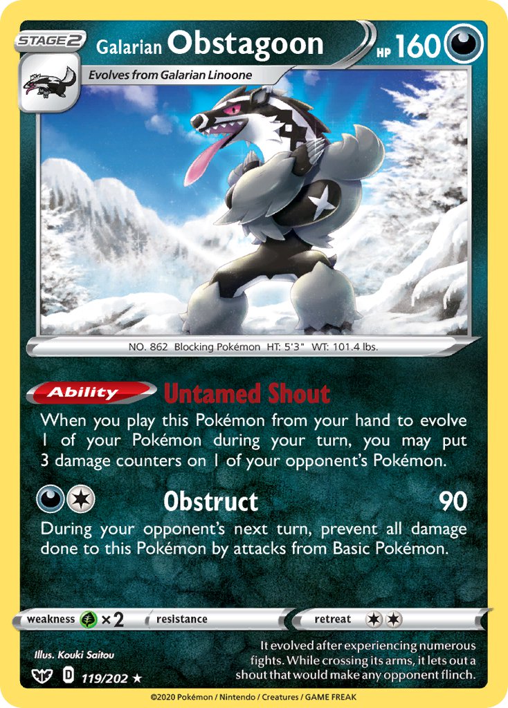 Galarian Obstagoon (119/202) (Theme Deck Exclusive) [Sword & Shield: Base Set] | Play N Trade Winnipeg