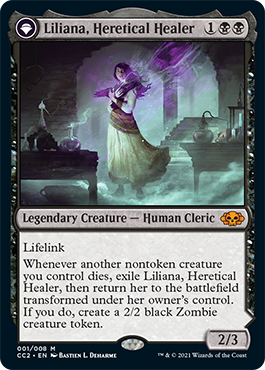 Liliana, Heretical Healer // Liliana, Defiant Necromancer [Commander Collection: Black] | Play N Trade Winnipeg