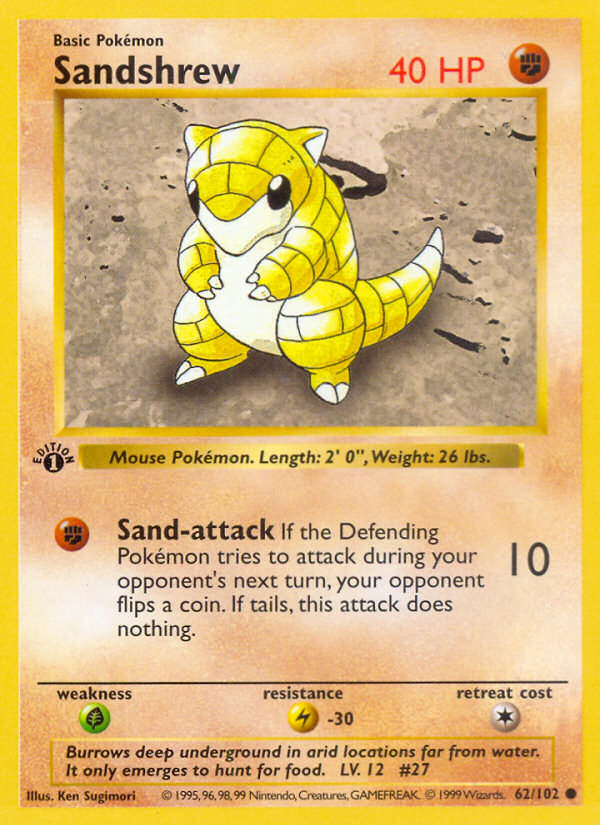 Sandshrew (62/102) (Shadowless) [Base Set 1st Edition] | Play N Trade Winnipeg